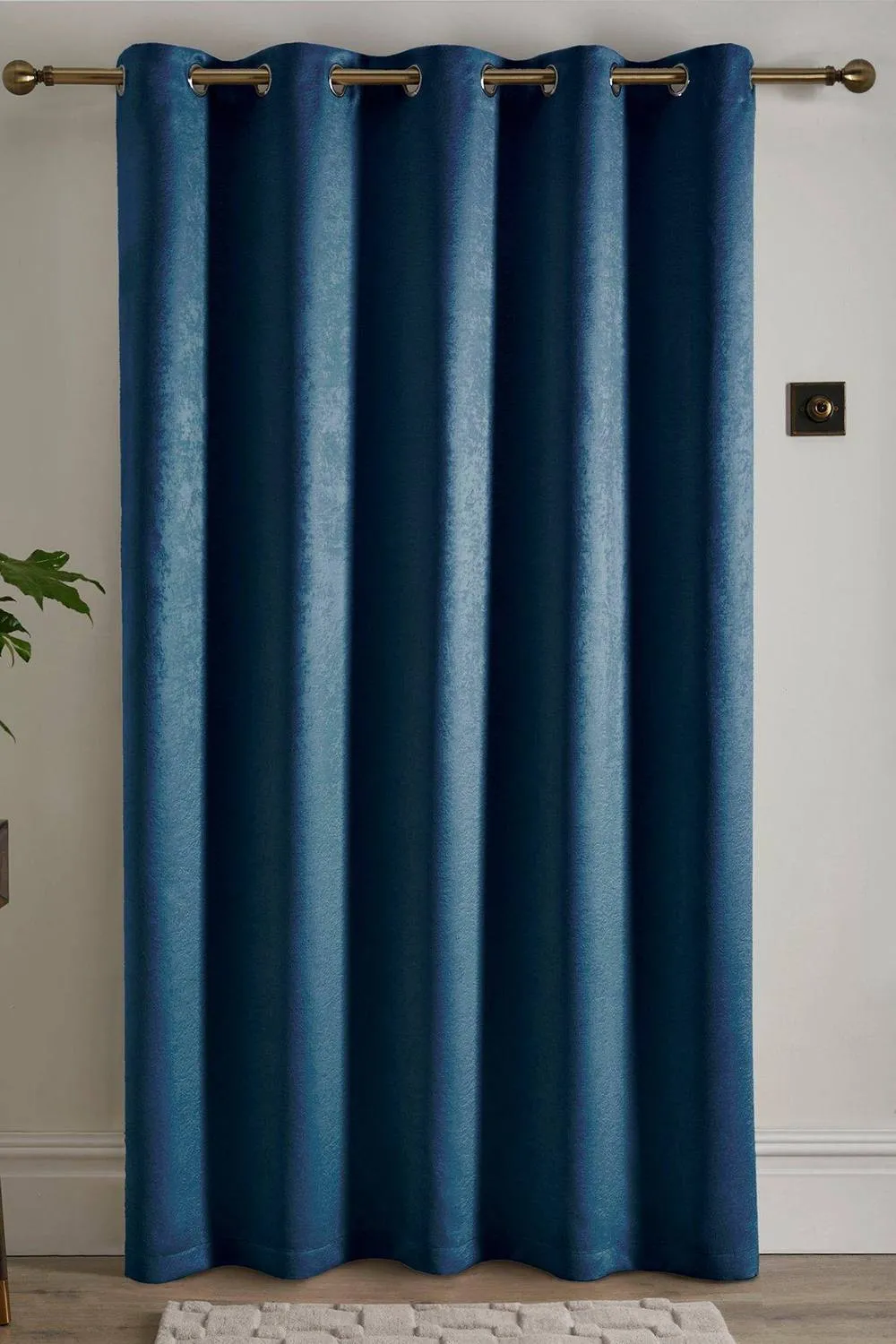 Fusion 'Strata' Dim out woven Eyelet Single Panel Door Curtain in Teal 2