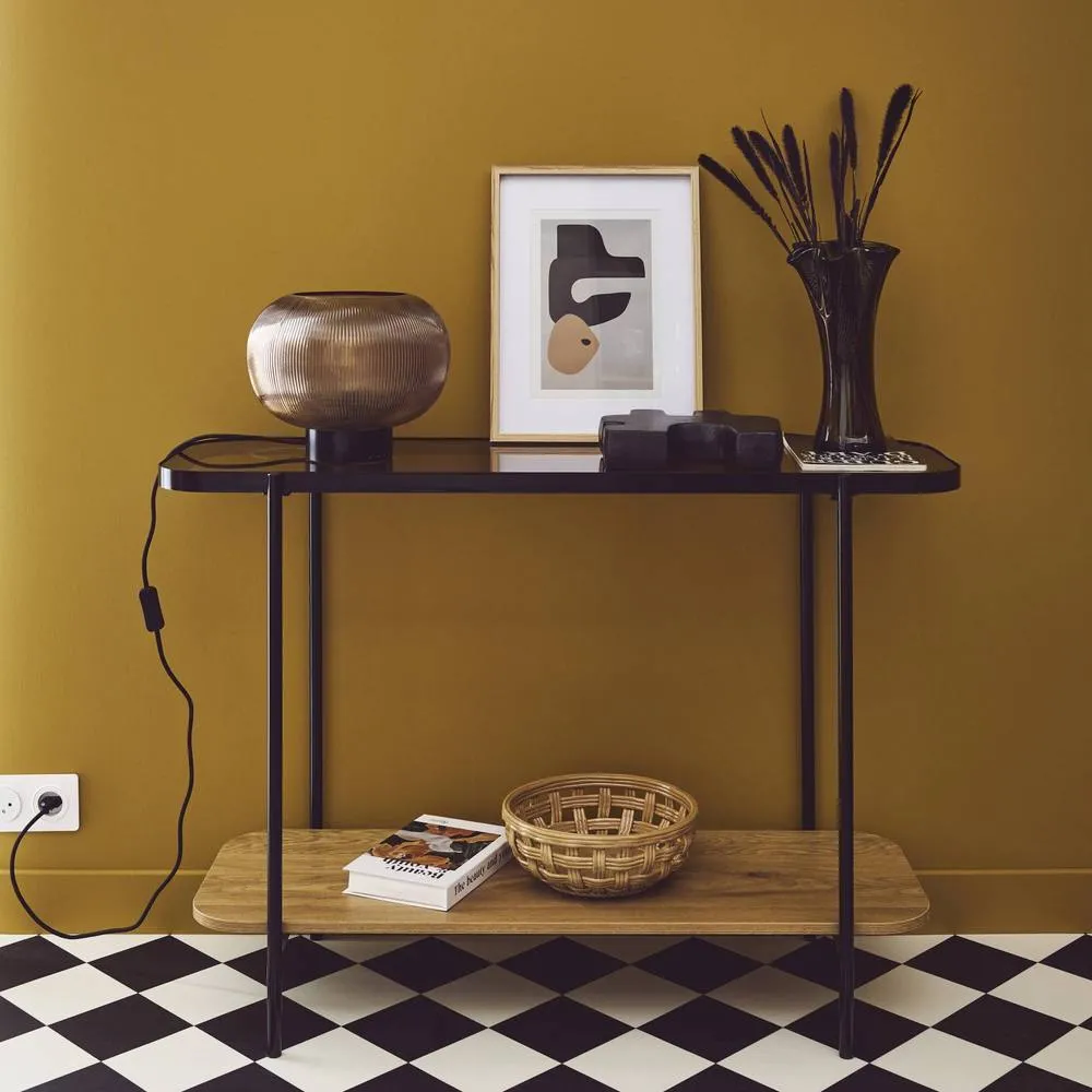 sweeek 110cm vintage console with black metal & wood effcet in Beige 4