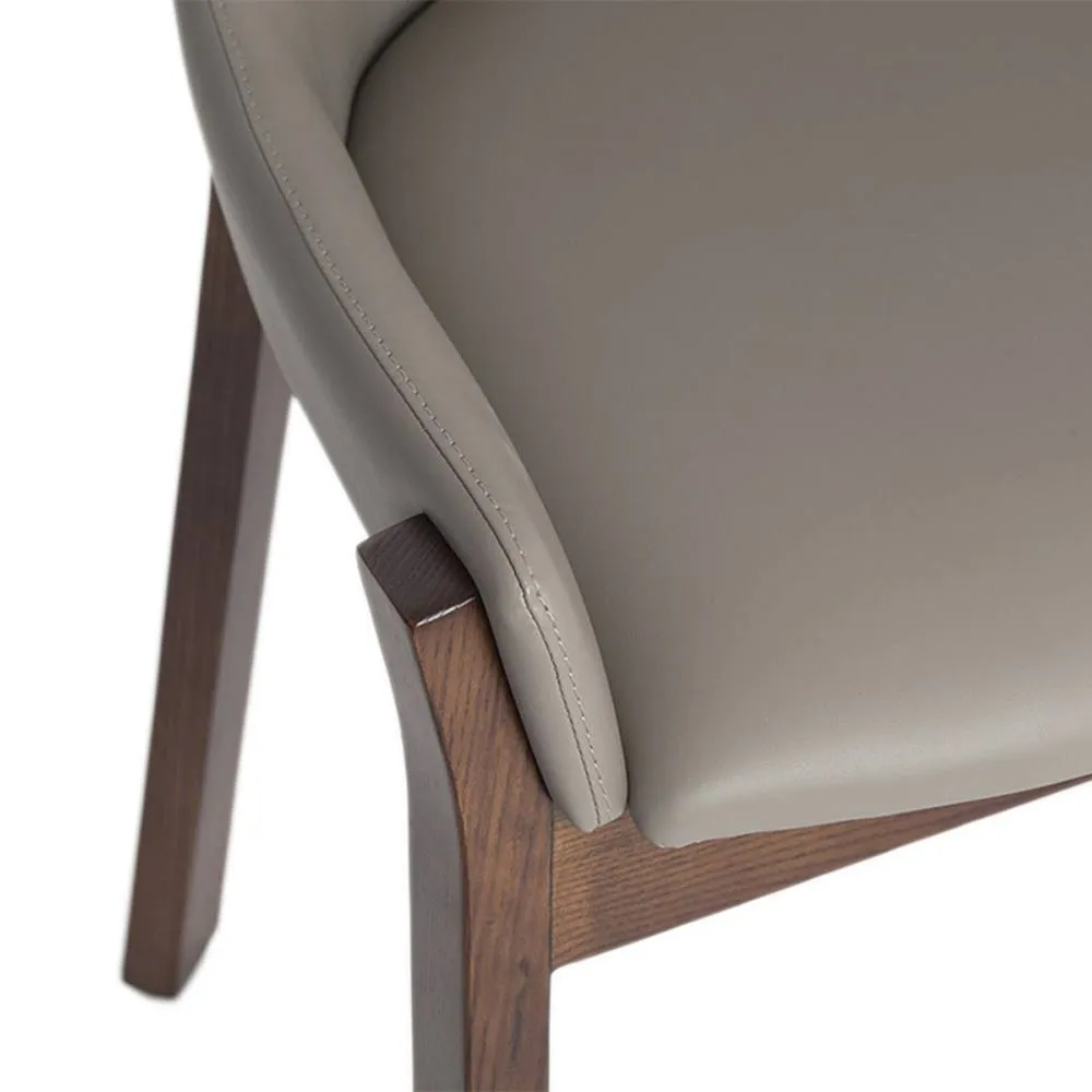 Angel Cerda Dark Mink Leatherette Dining Chair with Walnut Legs in Beige 5