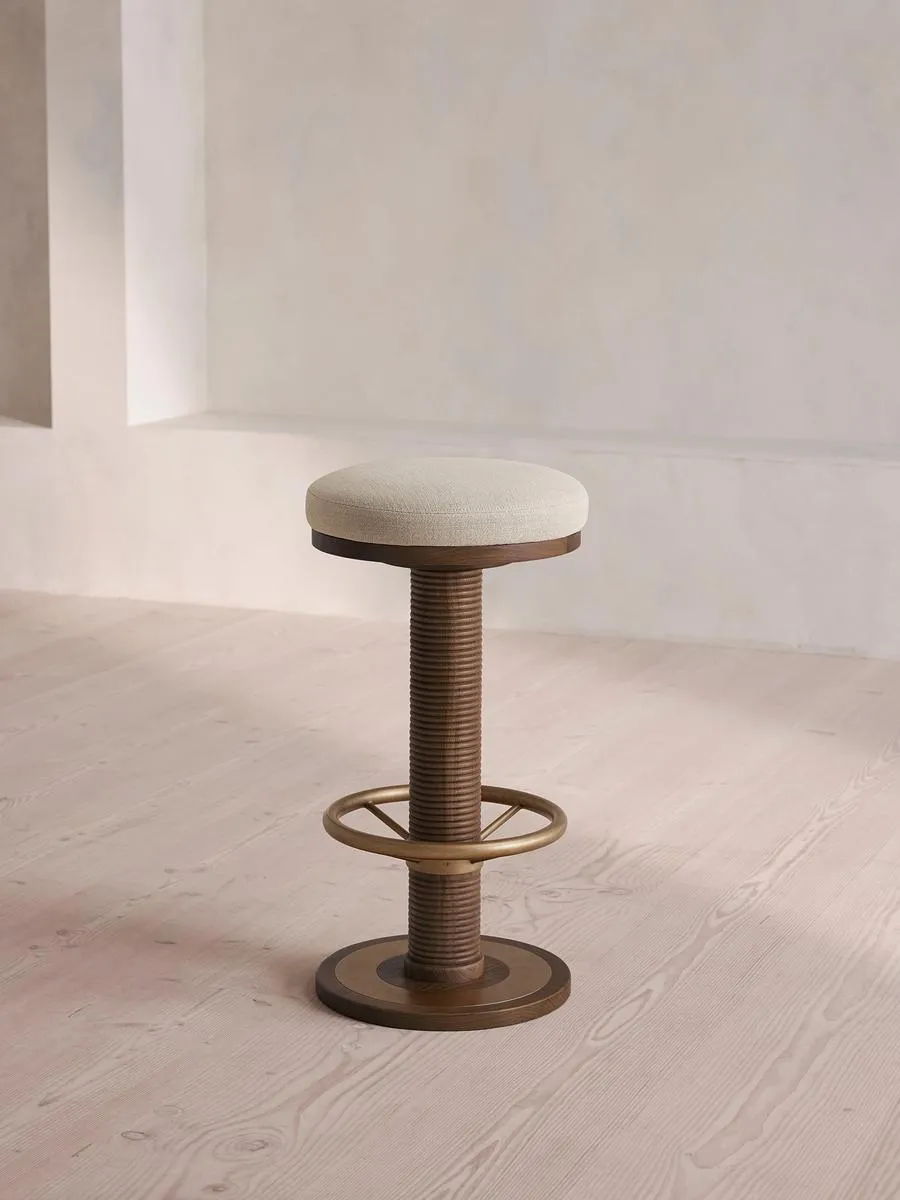Bryden Tall Barstool, Dark Oak, Linen, Natural