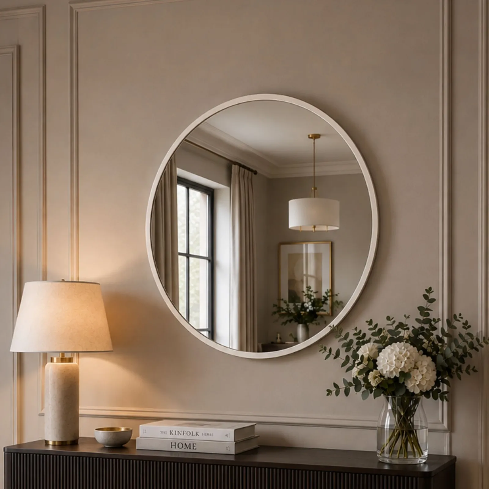 Yearn Mirrors Round Wall Mirror White 80cm 4