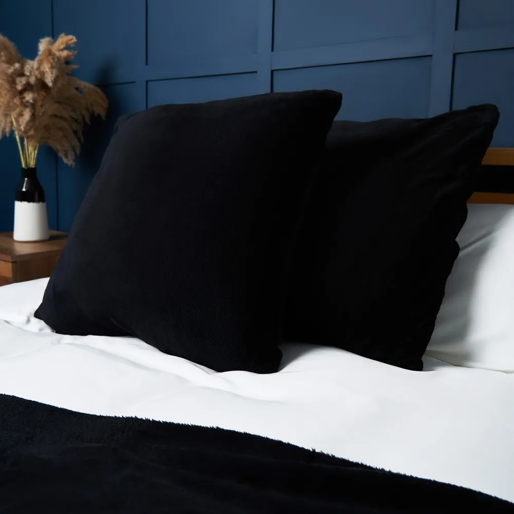 Large Microfleece Cushion, Black 1