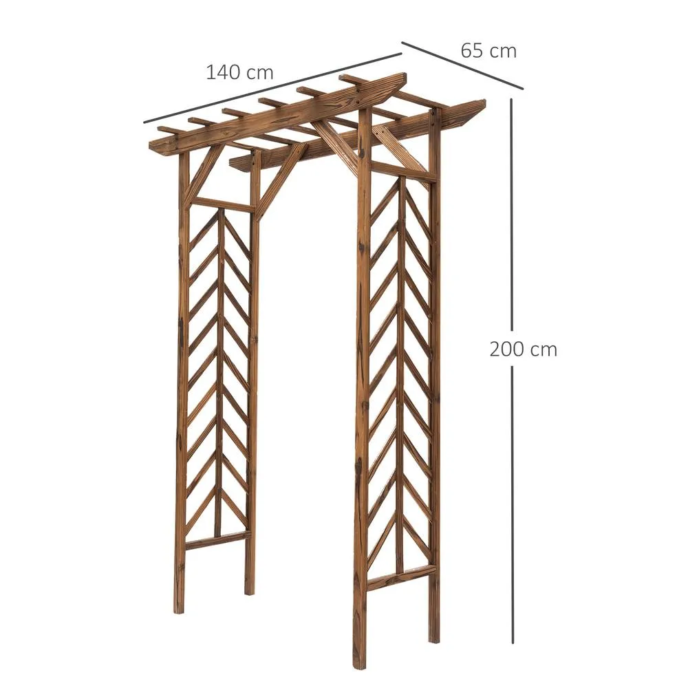 OUTSUNNY Wooden Garden Arbor, Arch Trellis for Climbing Vines in Brown 3