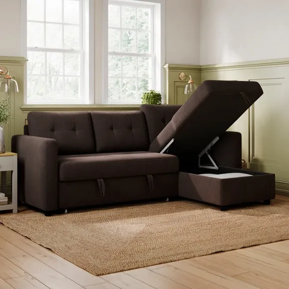Barker Velvet Trundle Corner Chaise Sofa Bed 3