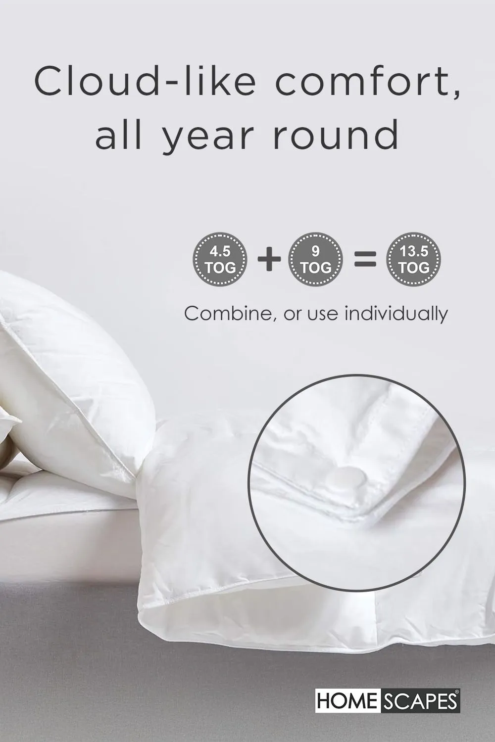 Homescapes Goose Feather & Down All Seasons Duvet in White 5