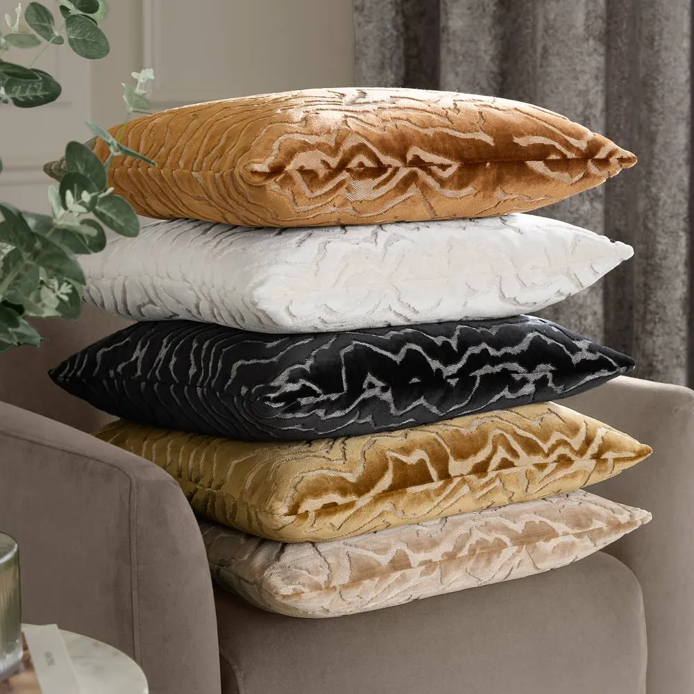 Paoletti Tierra Cut Velvet Abstract Cushion in Dark Brown 5
