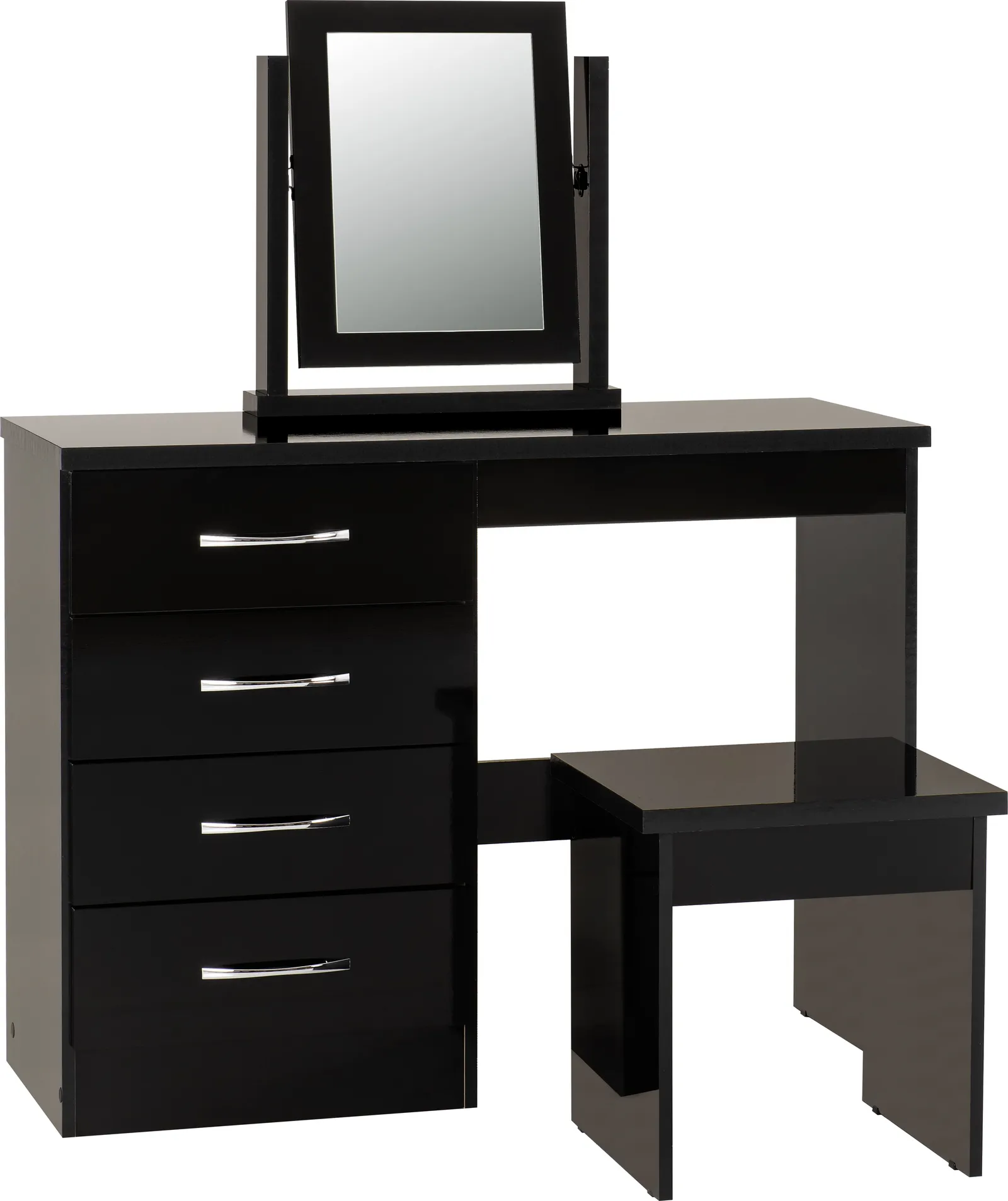 Seconique Nevada 4 Drawer Dressing Table Set in Jet Black 6