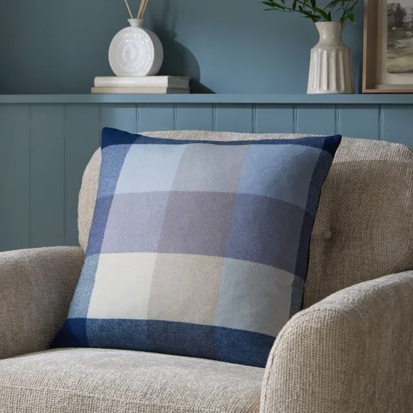 Deddington Check Wool Square Cushion 1