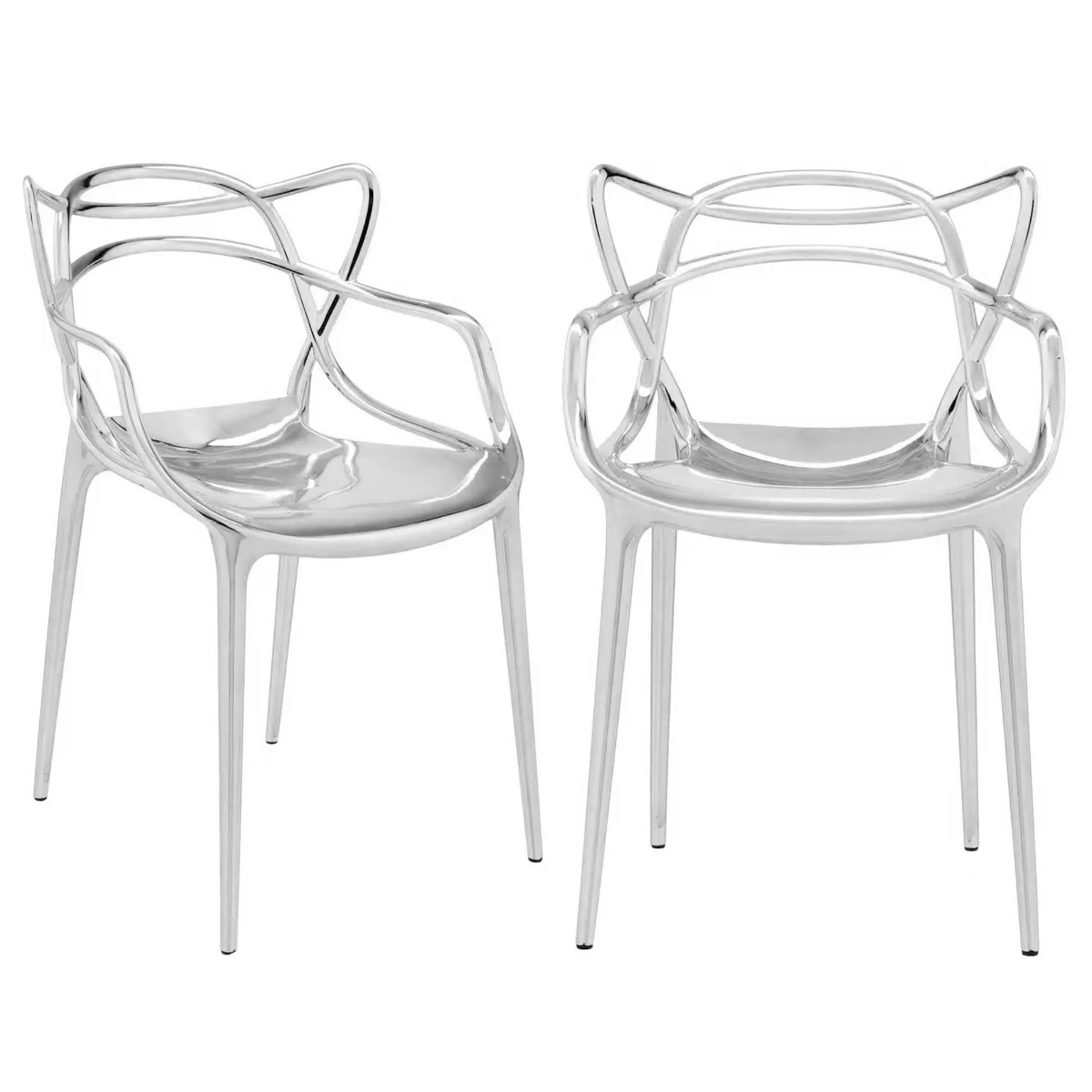 Pair of Kartell Metallic Masters Dining Chairs, Chrome