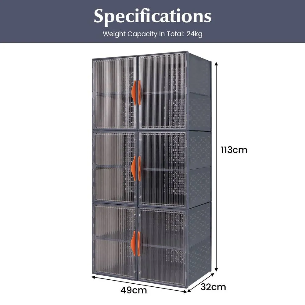 Costway 6 Pack Stackable Shoe Storage Boxes 12-Grids Plastic Storage Bins in Grey 2