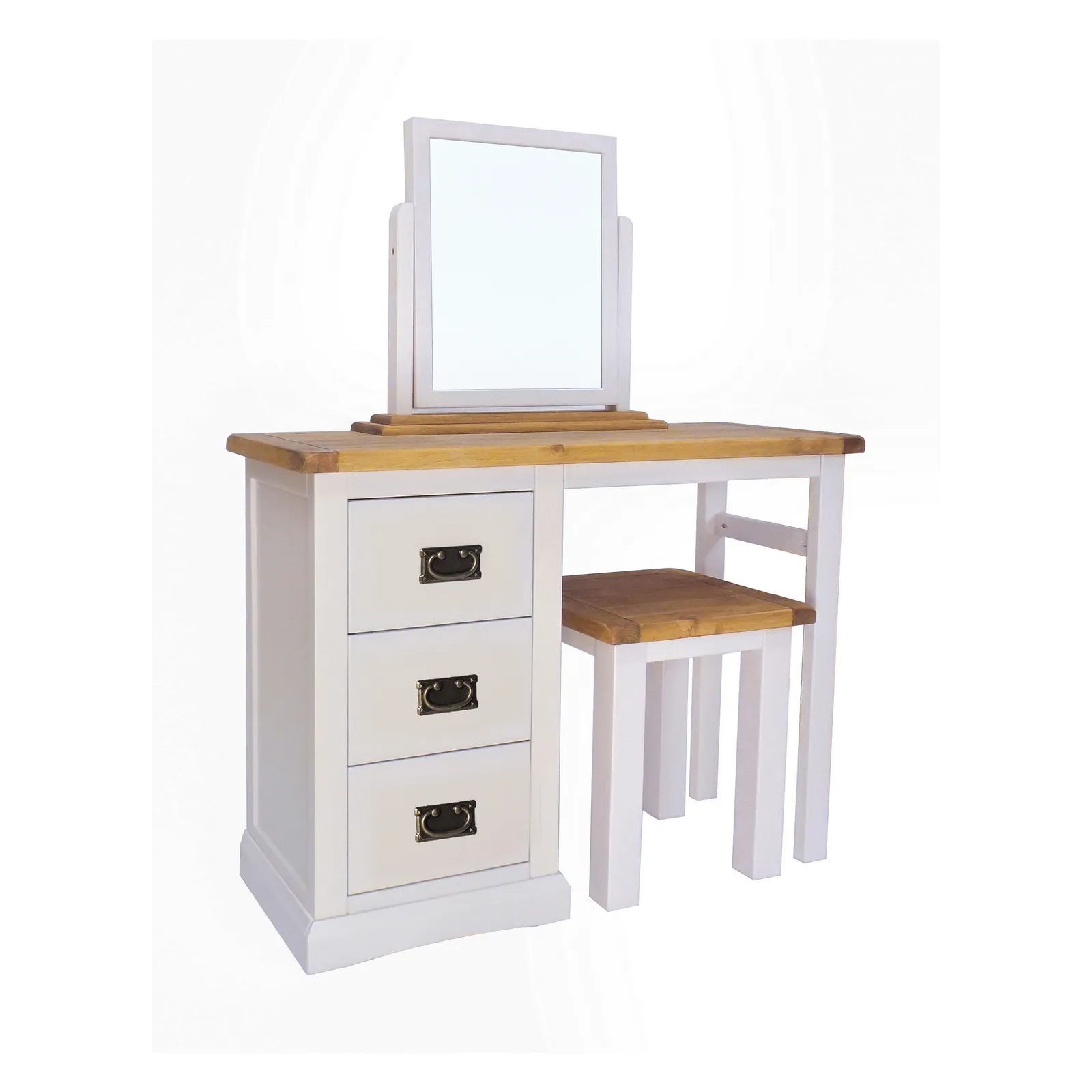 Cabinet Bits Loreo 3 Drawer Dressing Table Set Brass Drop Handle in Light Grey