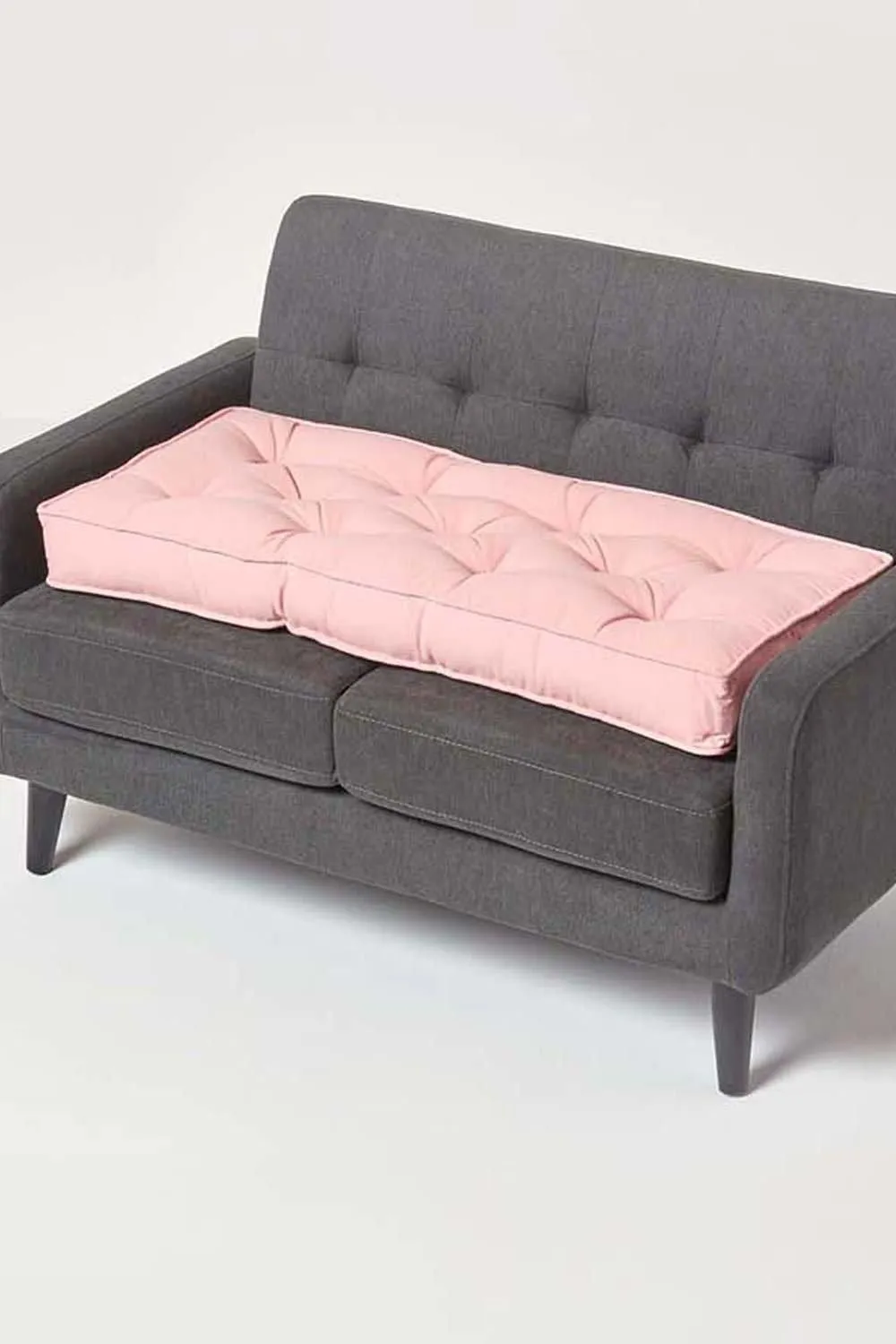 Homescapes Cotton 2 Seater Booster Cushion in Pink 1