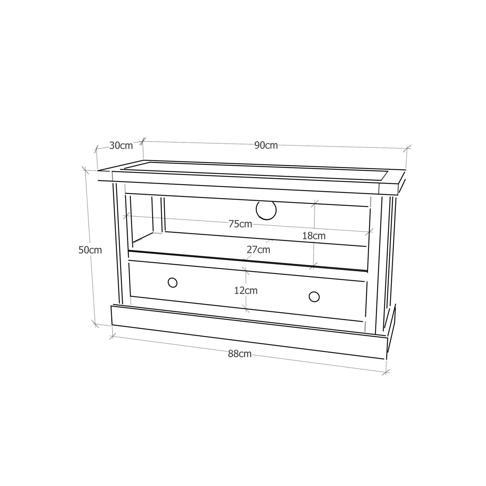 Cabinet Bits Rocca Grey 1 Drawer TV Cabinet Brass Knob 6