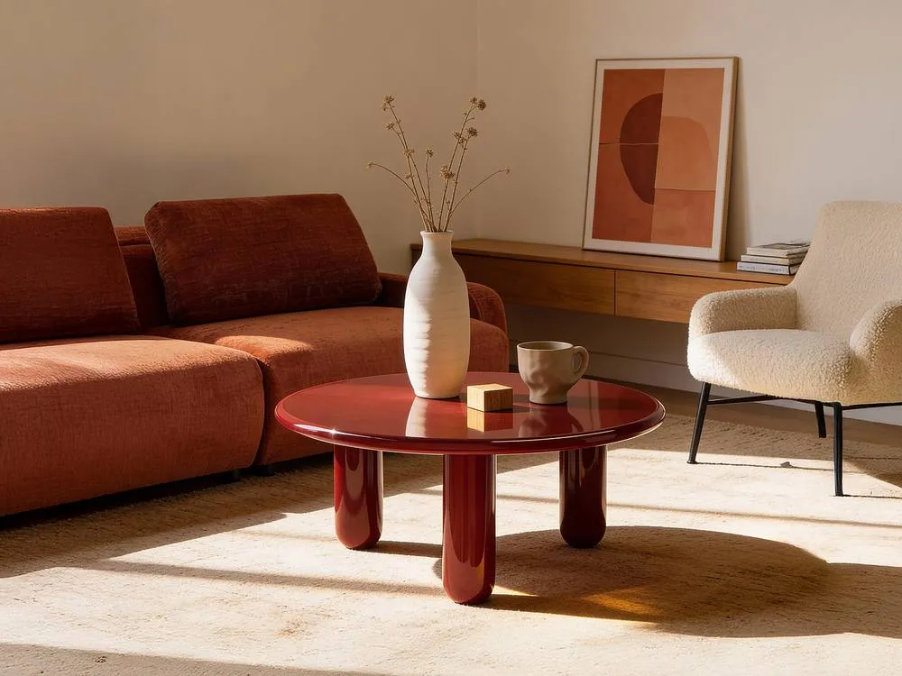 Vente-unique MDF Coffee Table - Lacquered Red - BENESA 3