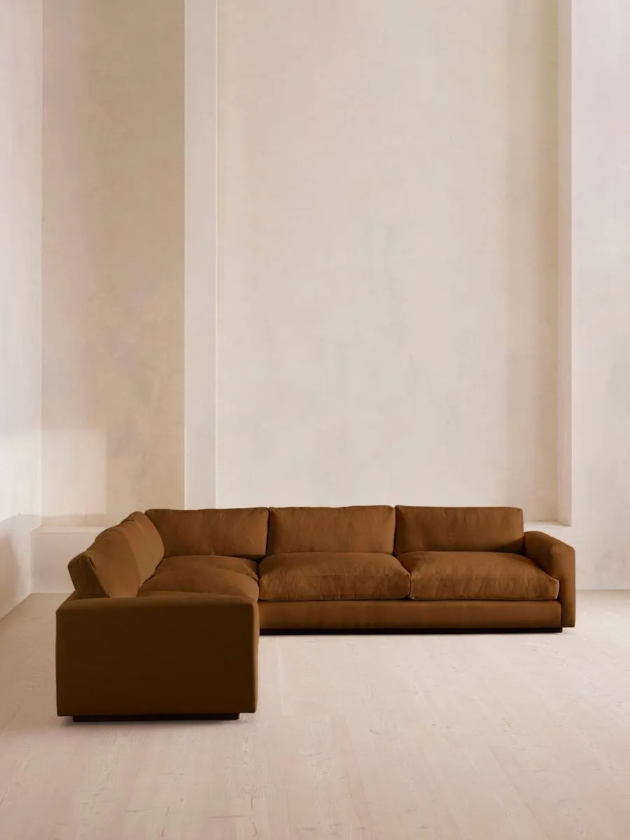Mossley Corner Sofa, Linen, Terracotta