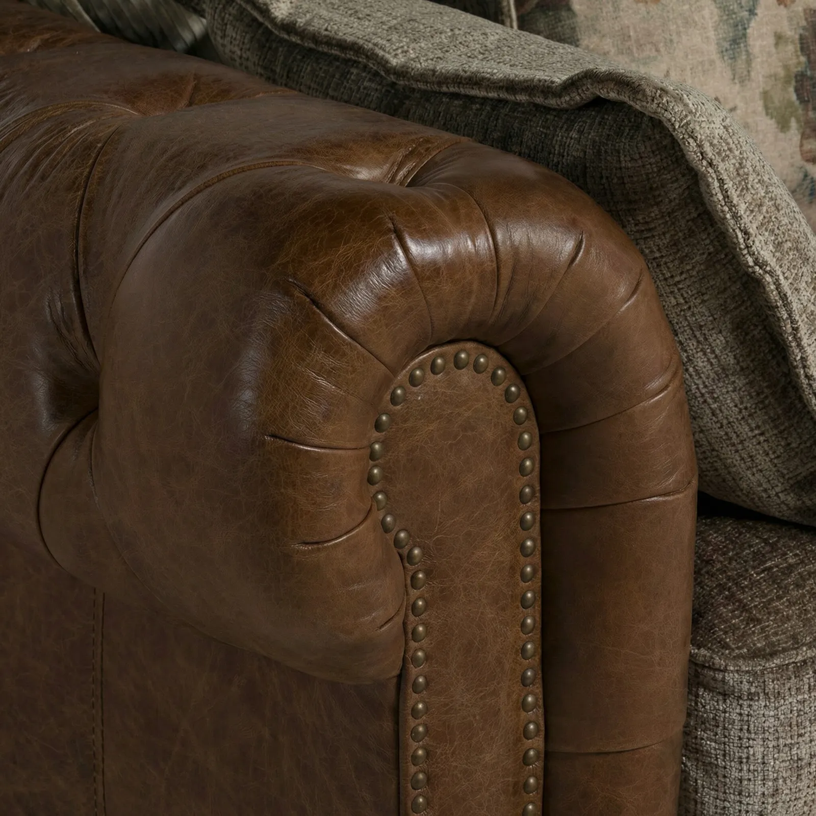 Taunton 2 Seater Sofa, Brown Fabric & Leather | Barker & Stonehouse 4