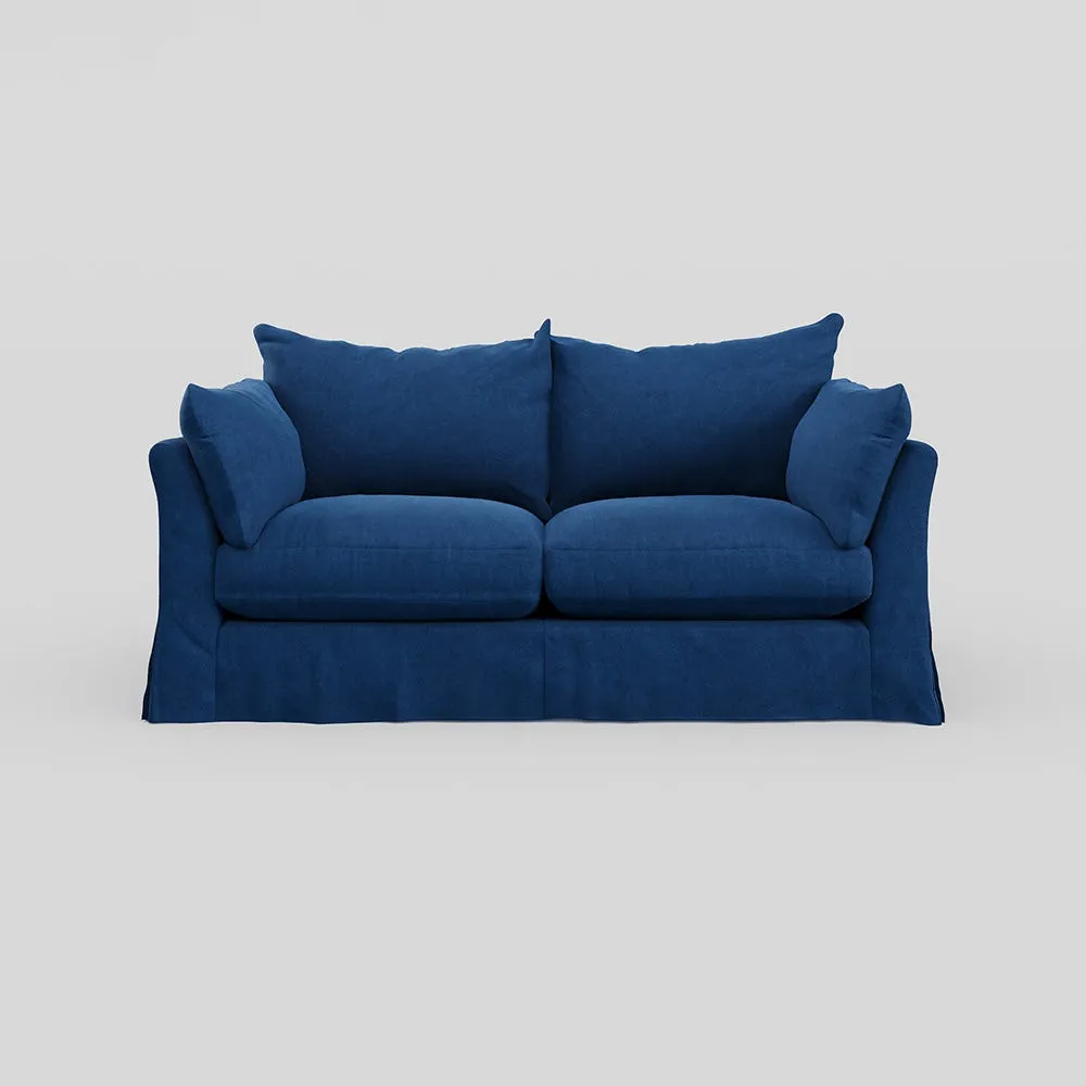 Heal's Tailor Loose Cover 3 Str Sofa Velvet Petrol Natural Beech Feet