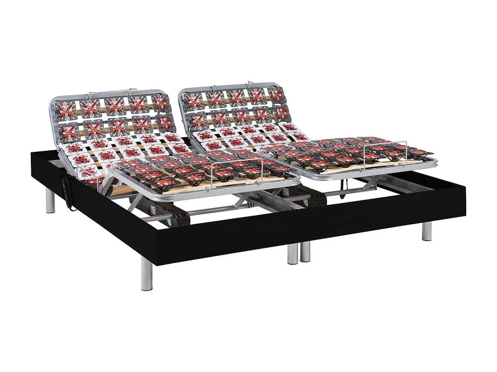 Vente-unique Electric Adjustable Bed 2X78 Black Wood Decorative Pads - 2 X 90 X 200 4