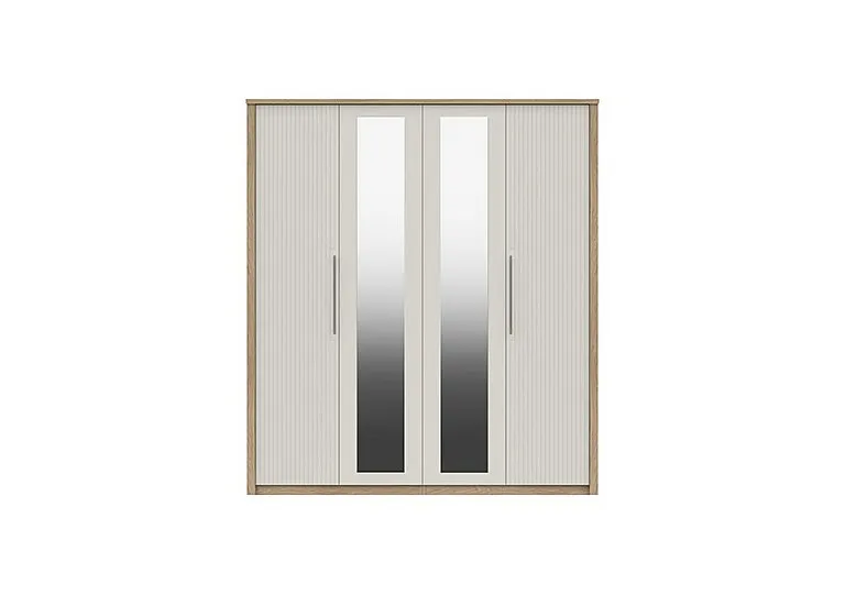 Chelsea 4 Door Wardrobe with 2 Mirror Doors and Silver Handles