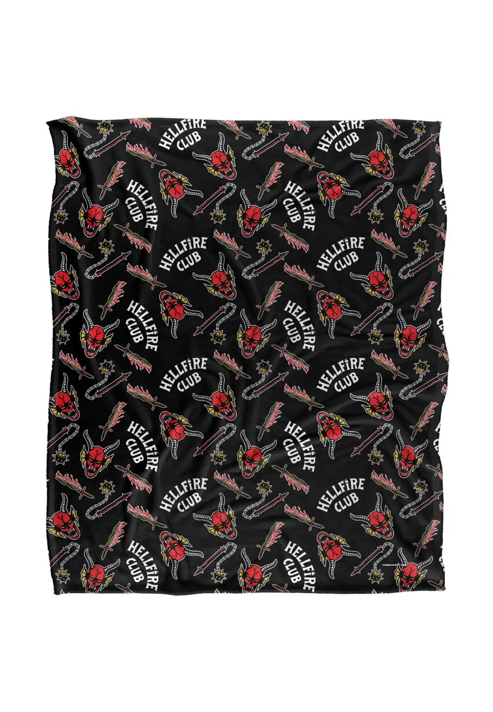 Stranger Things Hellfire Club Pattern Officially Licensed Silky Touch Super Soft Throw Blanket 152 x 127 cm in White