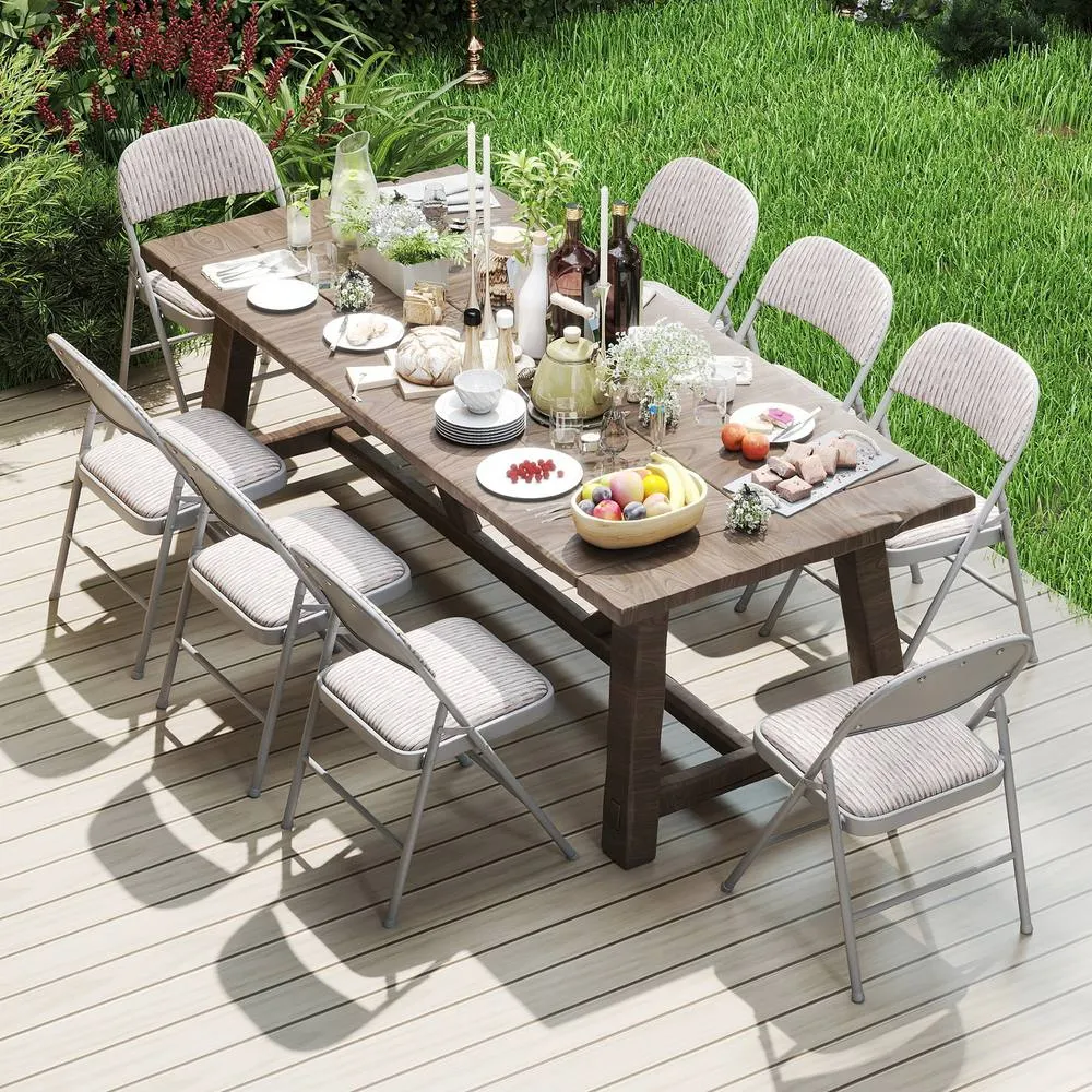 Costway 4 PCS Folding Dining Chairs Padded Conference Chairs w/ Metal Frame in Beige 3