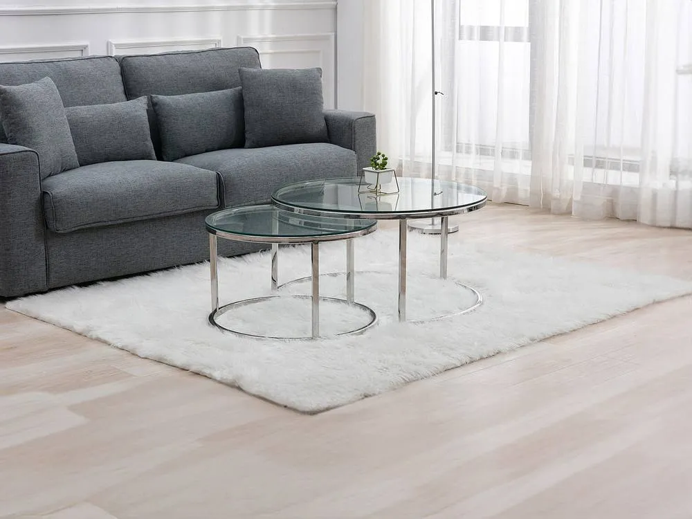 Vente-unique Nesting Coffee Tables In Tempered Glass & Stainless Steel - Silver in Clear 3