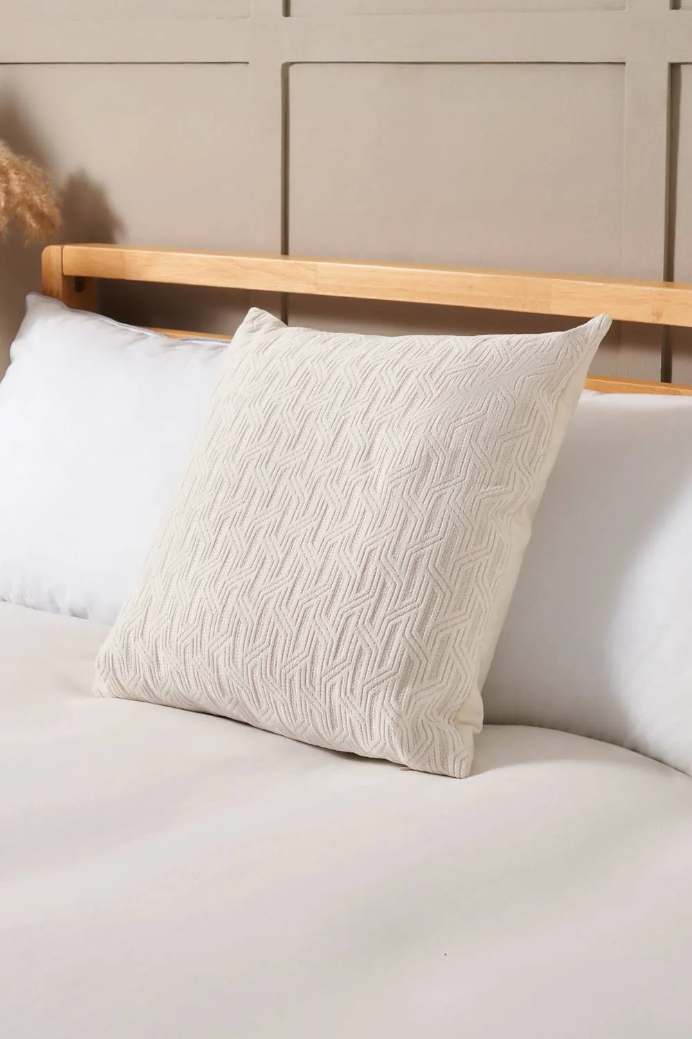 BHS Geo Cushion with Lurex Yarn in Off-White