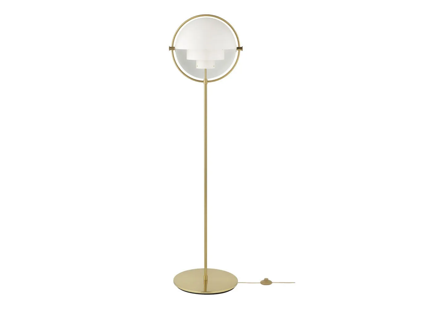 Gubi Multi Lite Floor Lamp Brass Base White Shade 1