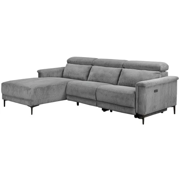 Lund Corduroy Power Recliner 3 Seater Chaise Sofa 5