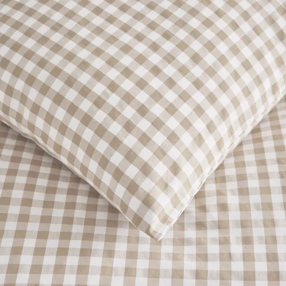 Portloe Woven Gingham 100% Cotton Duvet Cover & Pillowcase Set 3