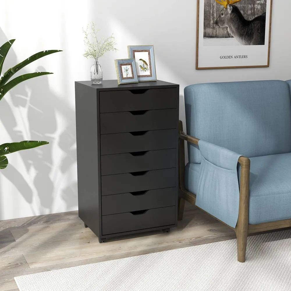 Costway 7-Drawer Storage Cabinet Mobile File Organizer Filing Dresser Chest in Black 5