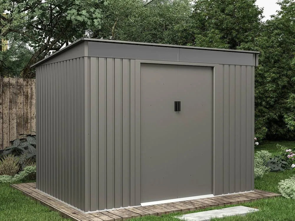 Vente-unique Galvanised Grey Steel Garden Shed - 4.77 M² - FOLCO