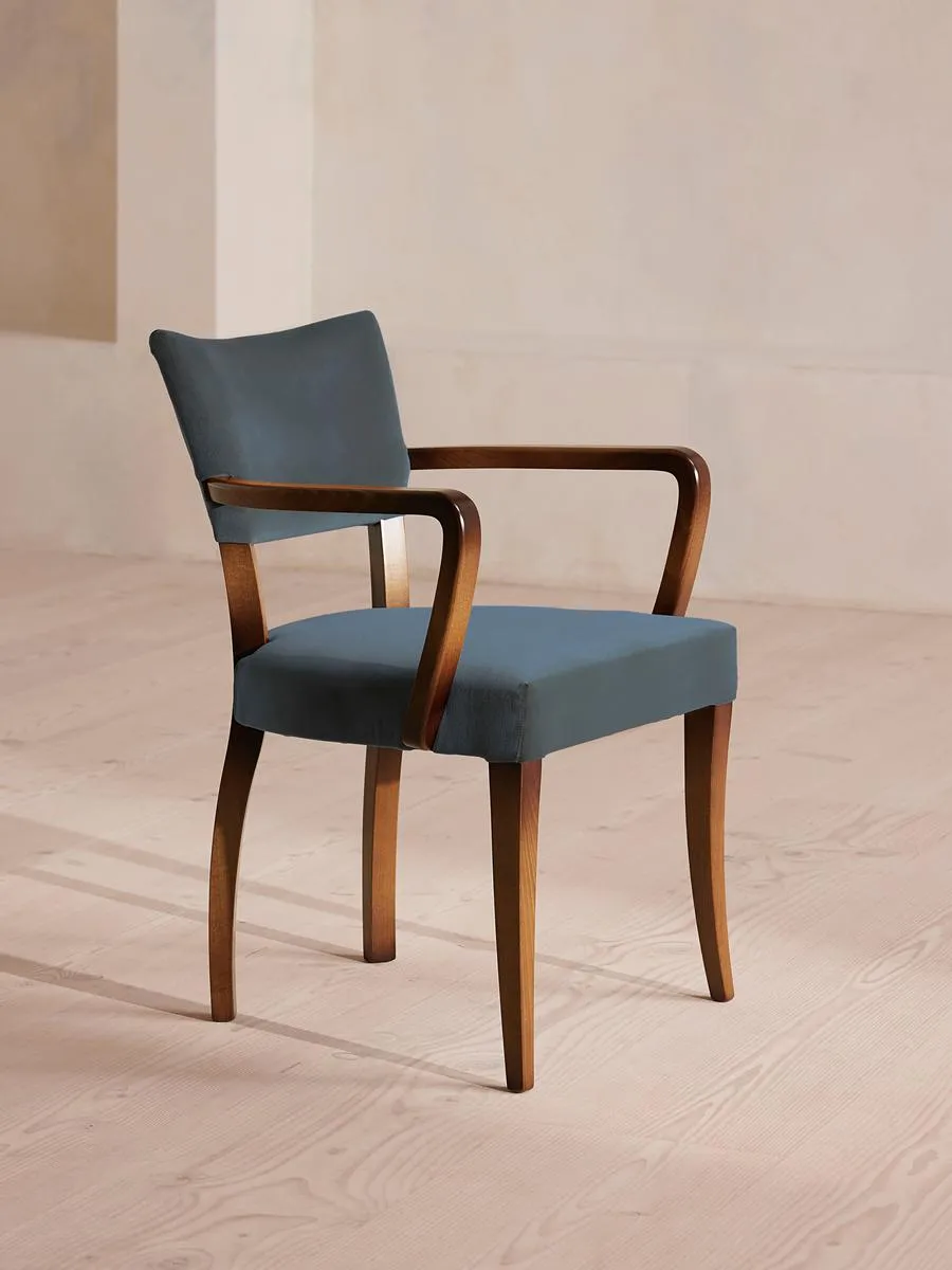 Molina Armchair, Velvet, Grey Blue