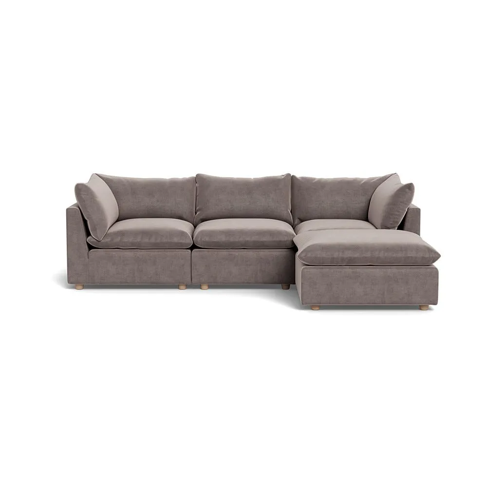 Heal's Astrid Right Hand Facing Corner Sofa Smart Luxe Velvet Mushroom Natural Beech Feet 1