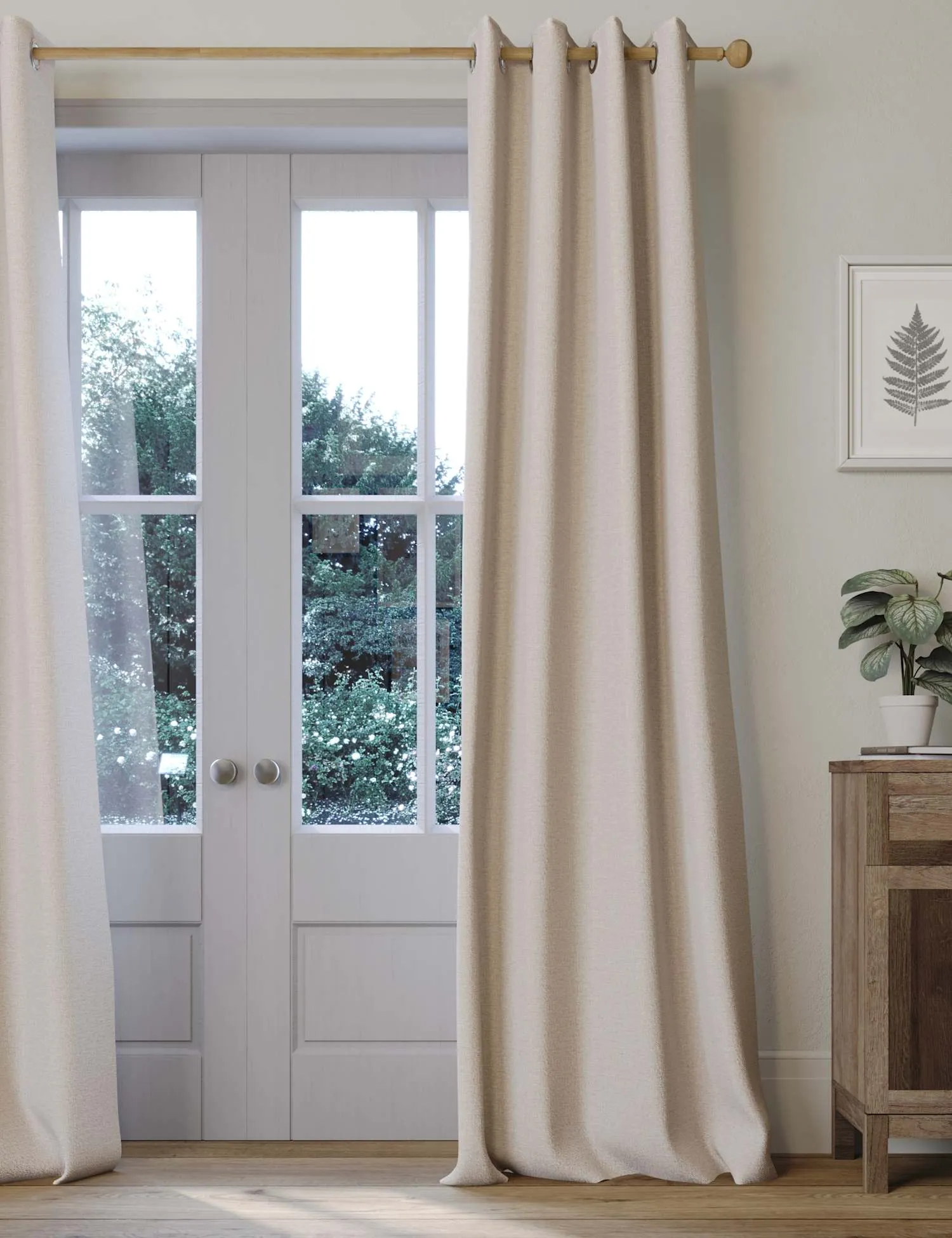 M&S Brushed Eyelet Ultra Thermal Blackout Curtains Champagne