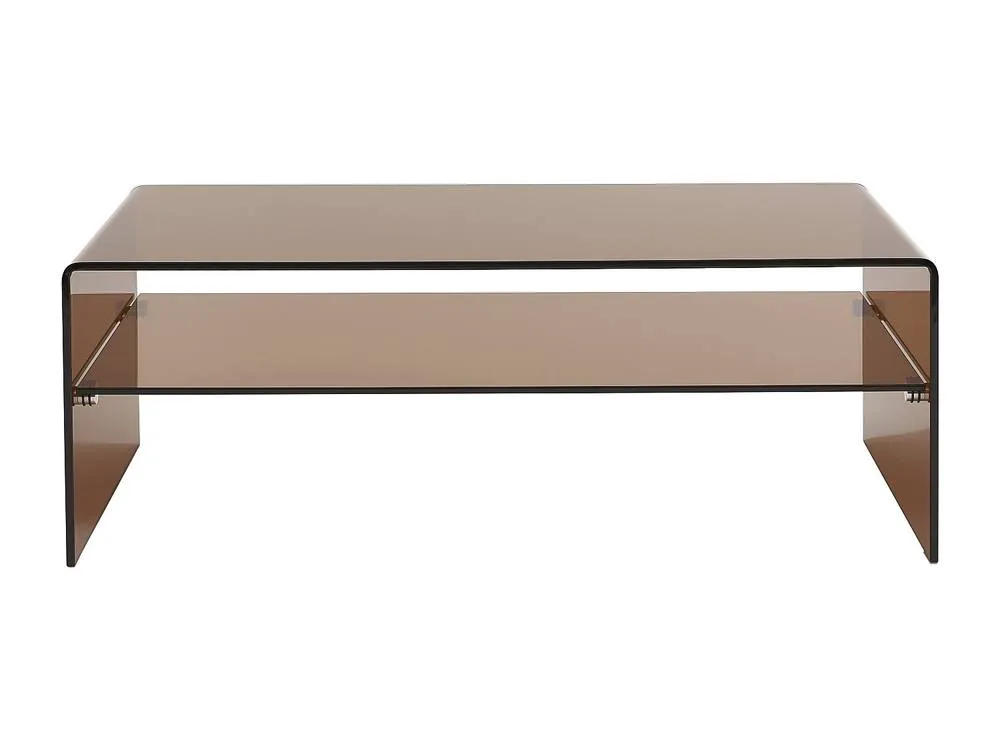 Vente-unique Double Shelf Tempered Glass Coffee Table - Brown - STILEOS 4