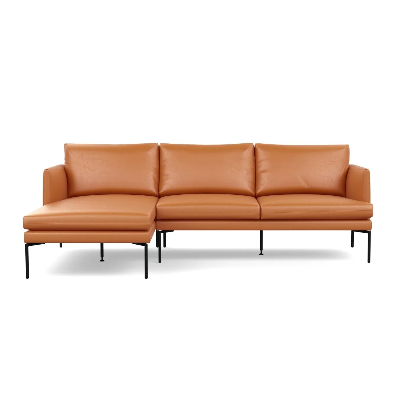 Heal's Matera Left Hand Facing Chaise Sofa Daino Leather Treacle Black Feet 1
