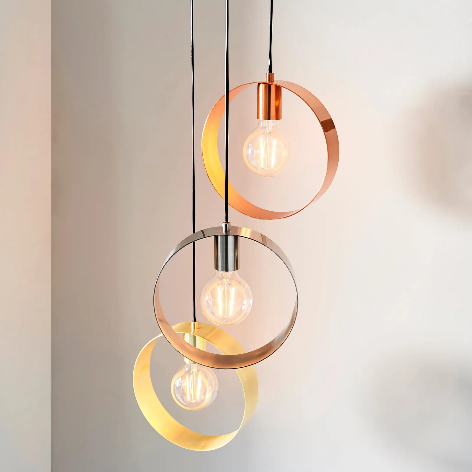 Vogue Circ 3 Light Pendant Fitting Brass Nickel (Brass)