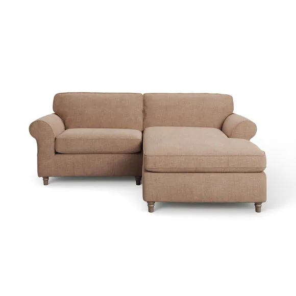 Flori Tonal Plush Chenille Corner Chaise Sofa 6