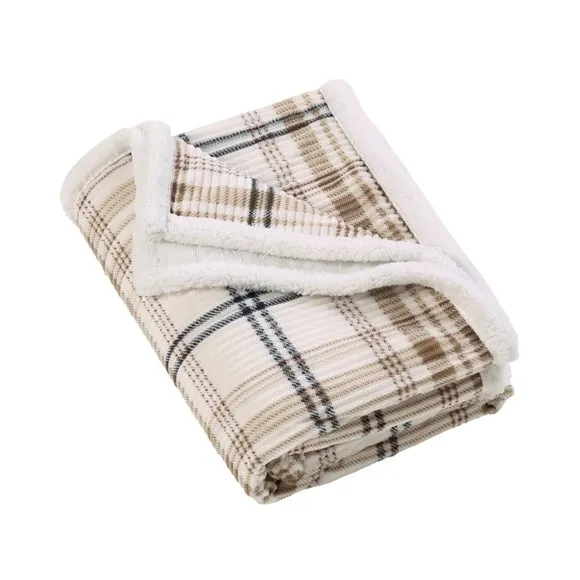 Cosy Ribbed Check Throw Blanket 130cm x 170cm 4