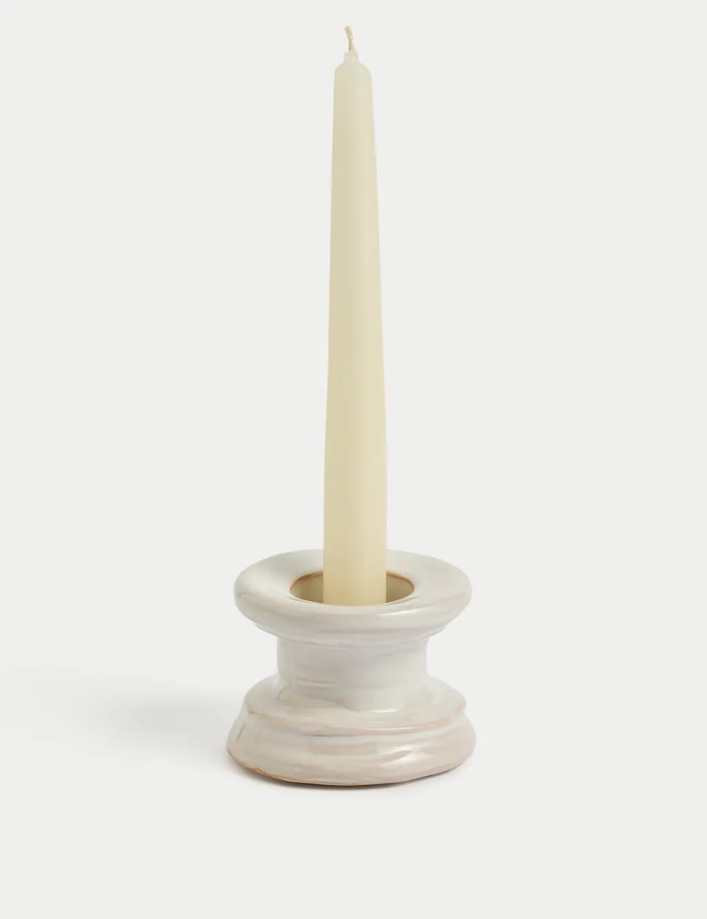 M&S Ceramic Dinner Candle & Tealight Holder White