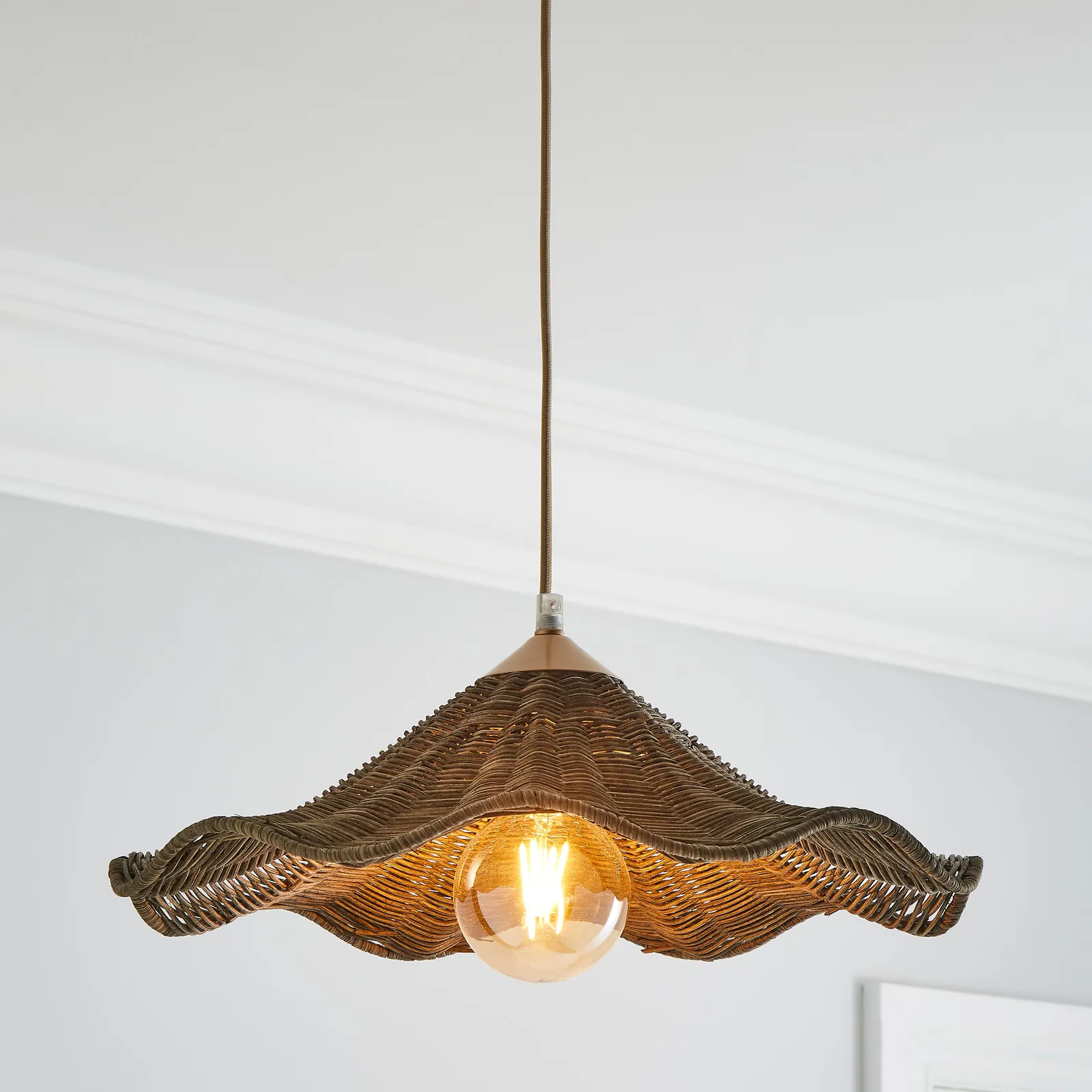Churchgate Peckleton 1 Light Wicker Pendant Fitting Brown
