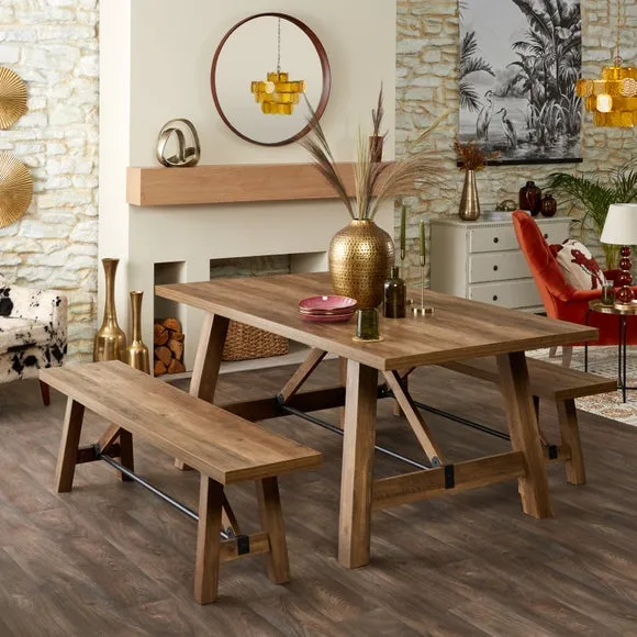 Fulton Trestle 3 Seater Dining Bench 2
