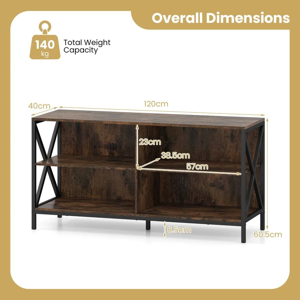 Costway TV Stand for TVs up to 55 Inch 120 CM Brown 2