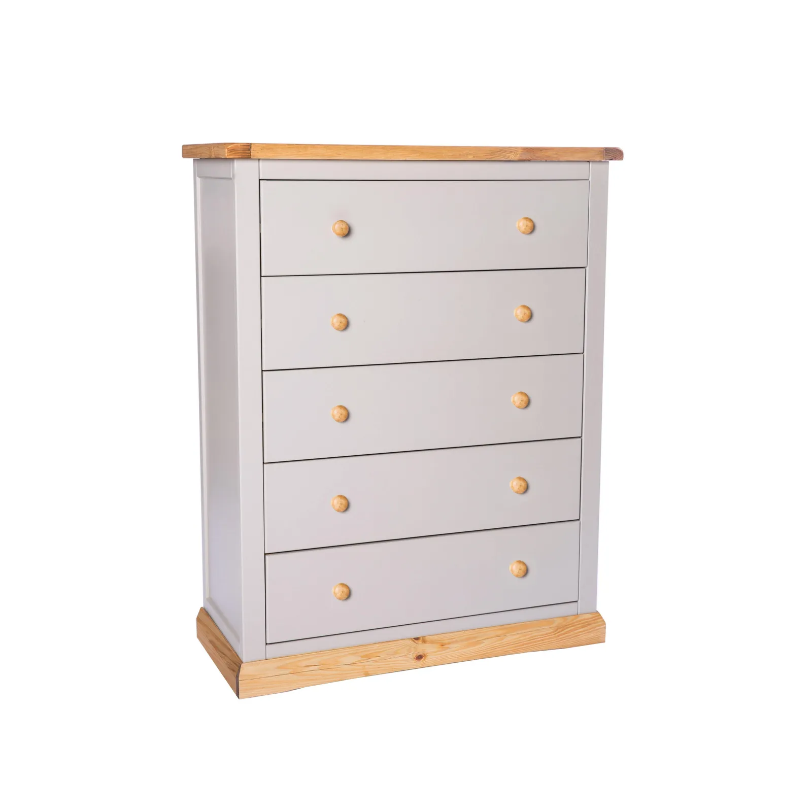 Cabinet Bits Bomporto 5 Drawer Chest of Drawers Wood Knob in Light Grey 2