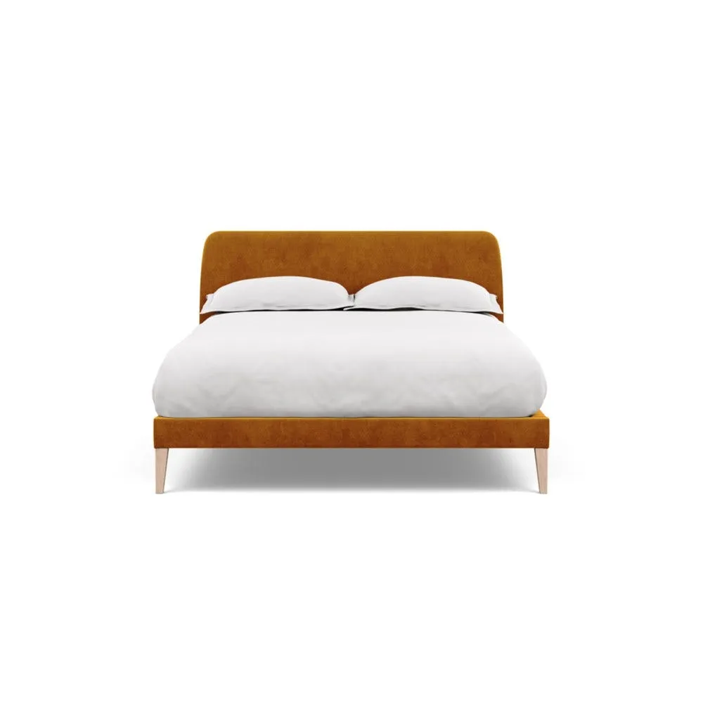 Heal's Wallis Bedstead Double Smart Luxe Velvet Cognac Natural Feet 2