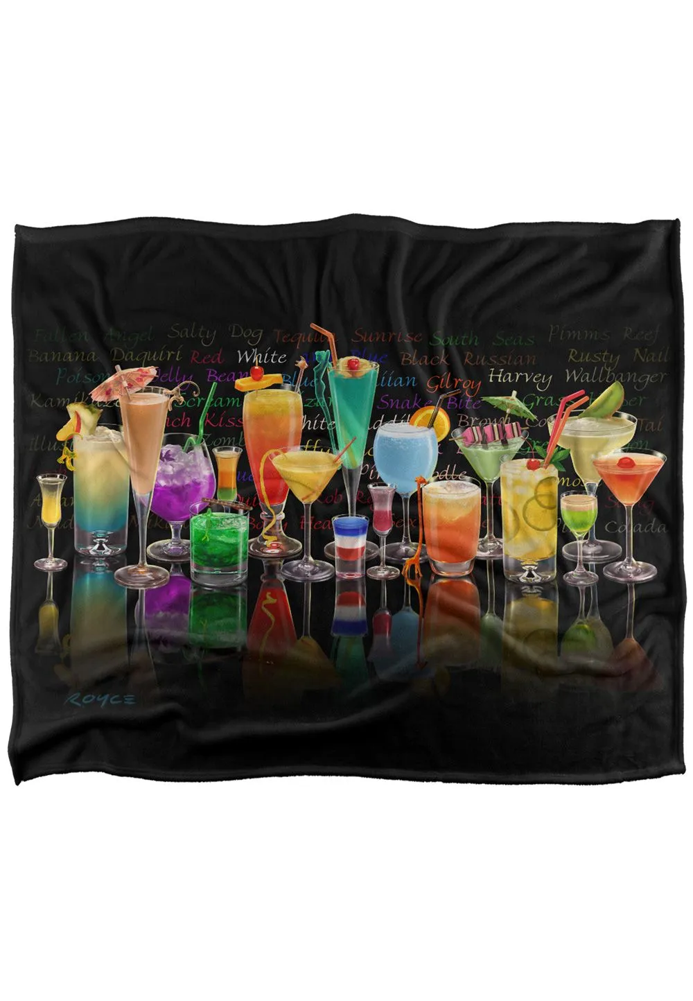 JQ Licensing Royce Mcclure Cocktails Tropical Drinks Silky Touch Super Soft Throw Blanket 152 X 127 cm in White