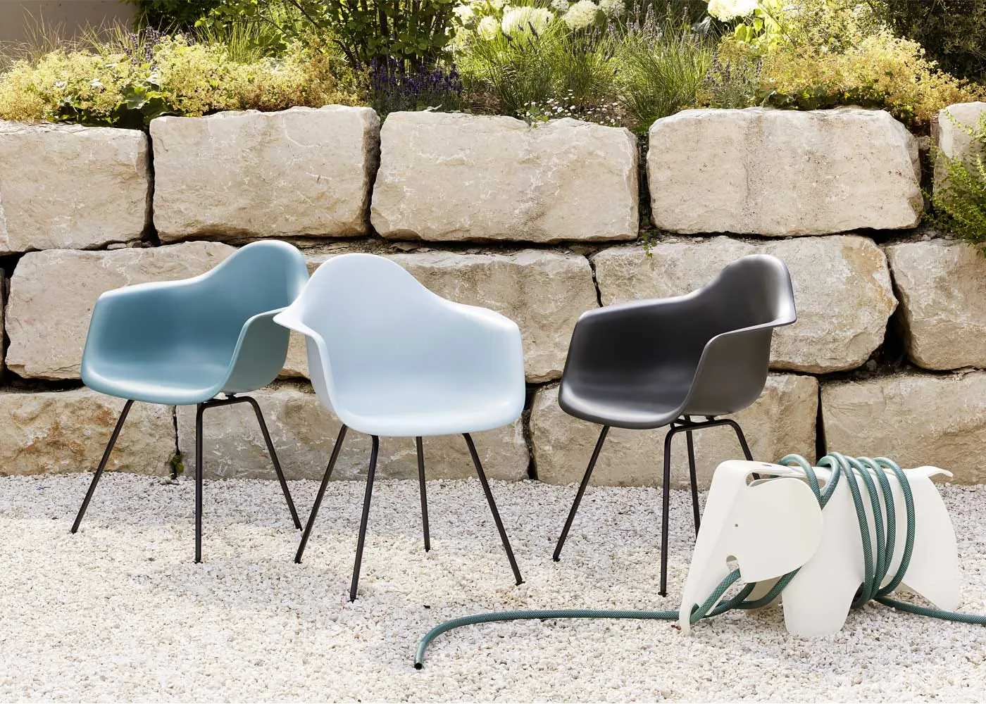 Vitra Eames DAX Armchair New Height Ice Grey Basic Dark Powder Coated Base 4