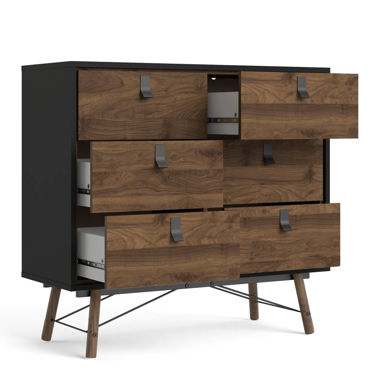 Furniture To Go Ry Double Chest of Drawers 6 Drawers in Black 4