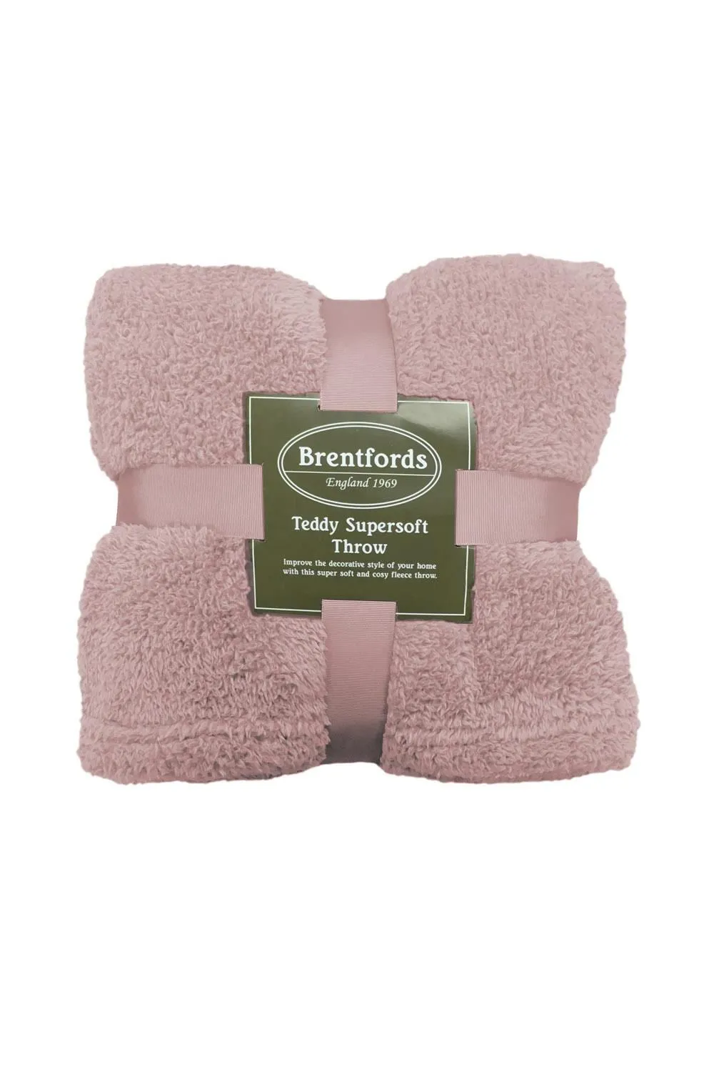 OHS Large Teddy Fleece Throw Blanket in Light Pink